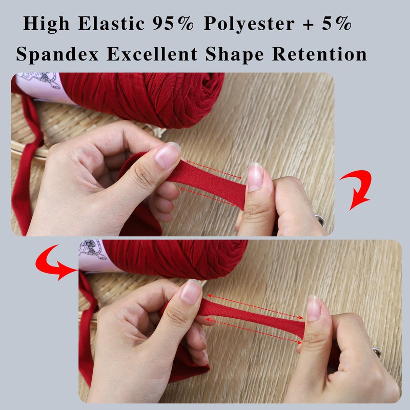 100% Elastic T-Shirt Yarn 2 Pack 200g Each, 95% Polyester