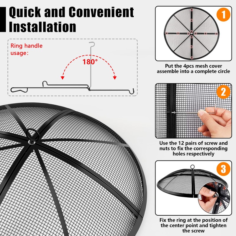 Fire Pit Spark Screen, Fire Pit Screen 40 Inch Round