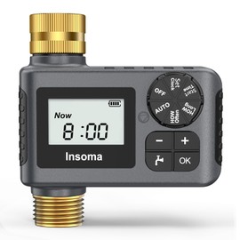 Sprinkler Timer with Brass Inlet and Outlet, Programmable Water Timer for Outdoor Garden Hose, Hose Timers with Rain Delay/Manual/Auto Mode, Drip Irrigation and Lawn Watering System, 1 Outlet