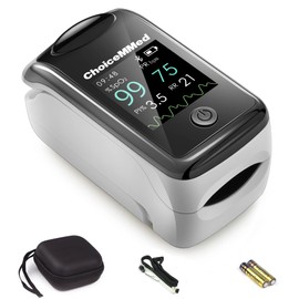 CHOICEMMED Oxímetro de pulso de dedo ChoiceMMed con medidor de oxígeno y recuento de respiraciones - Oxímetro de pulso Bluetooth - Registro continuo  