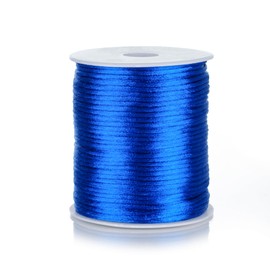 ZhXu Shuo Nylon Satin Cord 2mm Rattail Cord Royal Blue String - 100 Yards Nylon Chinese Knotting Cord Rat Tail Silk Cord for Bracelet Necklace Jewelry Making Macrame Trim, BE-02