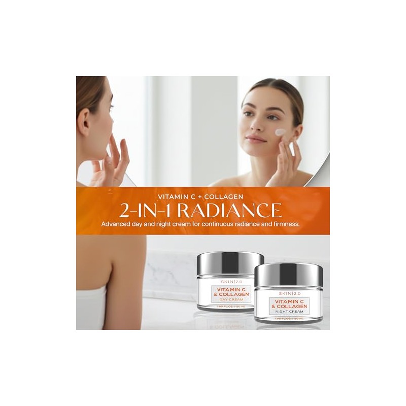 Skin Crema Hidratante Facial Día Noche Vitamina Colágeno Dermatológicamente Probada