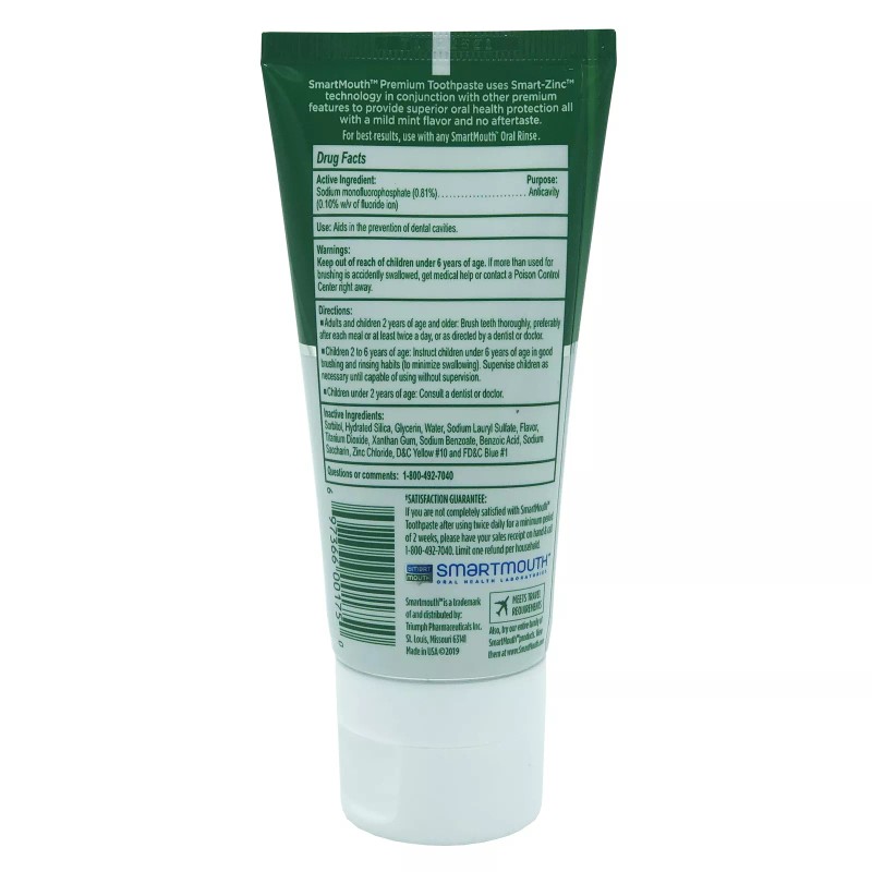 SmartMouth Premium Zinc Ion Toothpaste Protect, Clean, Repair, Mild Mint,
