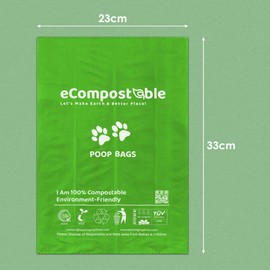eCompostable Dog Poo Bags Biodegradable Poop Bags For Dogs Unscented Doggy Waste Bag 23x33cm Leak Proof Dog Cat litter Bags Green- Dog Poop Bags 8 Rolls - 120 Count