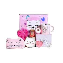 Cat Lover Gift Box Set for Women, Cat Mom Spa Basket Bath Set, Cat Themed Gifts For Mother's Day, Birthday, Christmas