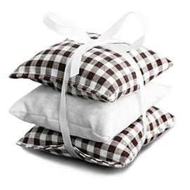 Swiss pine cushions, each with 9 x 9 cm, brown/white/white, 100 % natural. Scented cushion with pine shavings