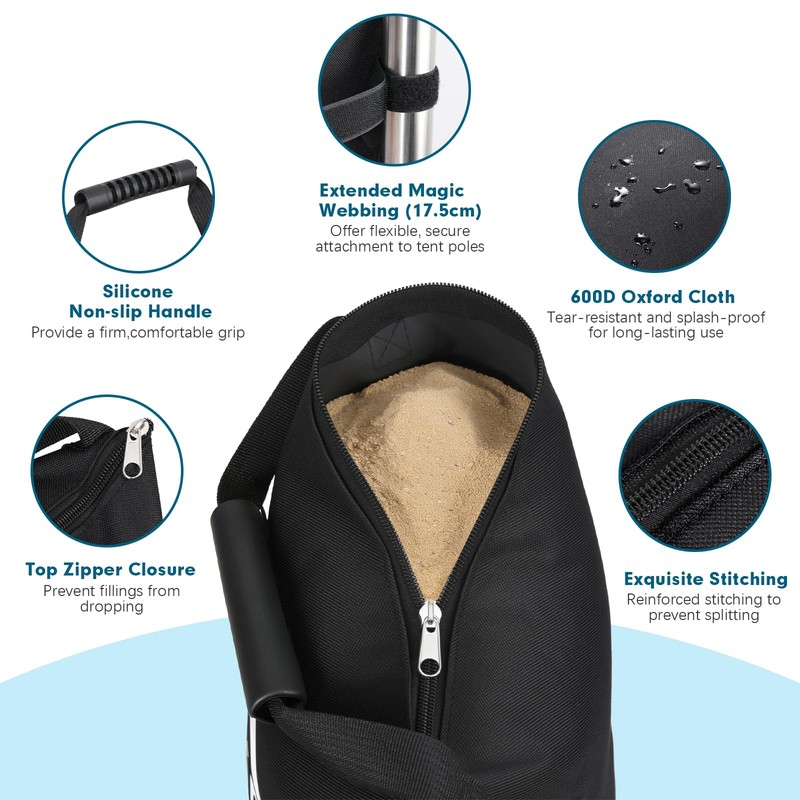 MoKo 4 Pack 120 LBS Zipper Top Sand Bags for
