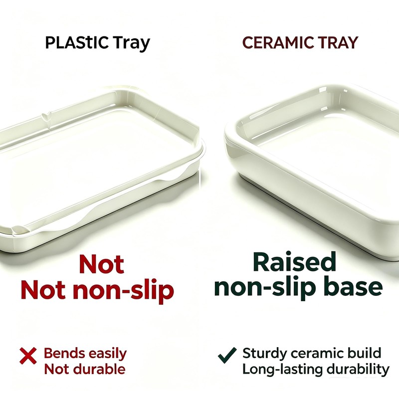 Heavy Weight 3.28oz Soap Dish with Removable Ceramic Drain Tray,