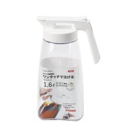 Pearl Metal HB-6442 Cold Water Pot, 0.4 gal (1.6 L), Cold Water Bottle, Pitcher, Barley Tea, One Touch, Horizontal, Made in Japan
