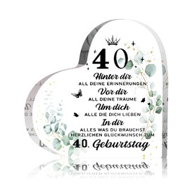 Gift 40th Birthday Woman Man Birthday Gift for 40th Birthday Heart with Desired Text Birthday Gift for Father Mother Employee Friend 40th Birthday Gift Ideas (Gift 40th Birthday)