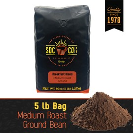 San Diego Coffee Breakfast Blend, Medium Roast, Ground Coffee, 5-Pound Bag Café molido tostado