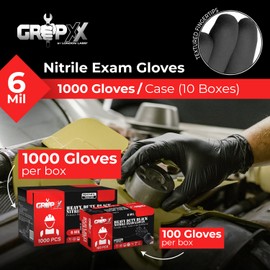 London Labs Heavy Duty Black Nitrile Exam Gloves 6Mil Disposable Industrial Powder & Latex Free (100, Small)