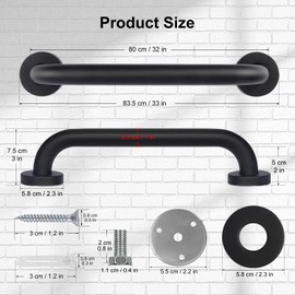 supregear Grab Bars for Bathtubs and Showers 2 Pack, 32 Inch Shower Grab Handrail for Seniors, Black Stainless Steel Safety Wall Handle for Elderly and Handicap