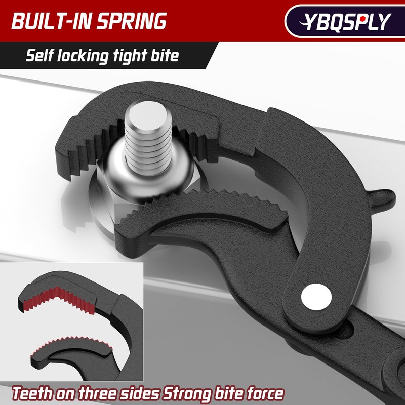 YBQSPLY Pipe Wrench Set, 10” and 15” Self Adjusting Wrench