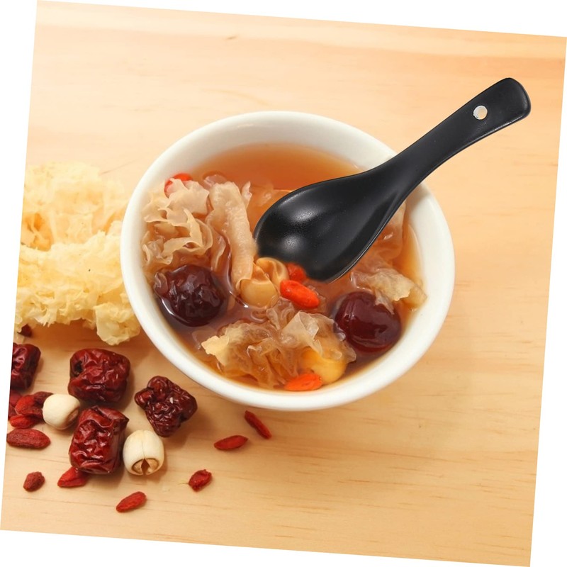 Alipis Smooth Ceramic Soup Spoons 6pcs Set Rice Eating Spoons