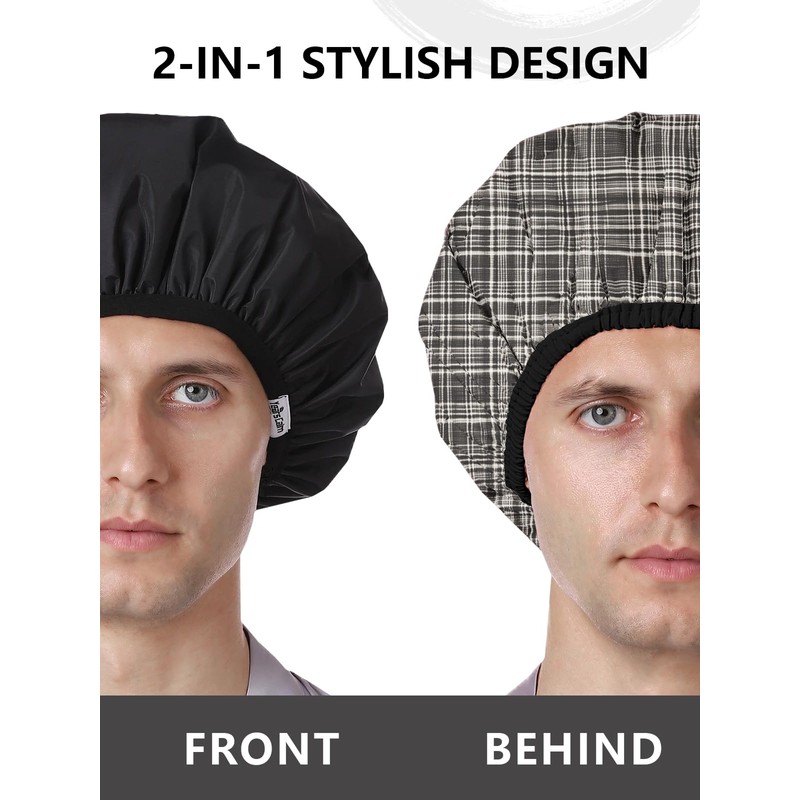 Years calm Shower Cap Reusable Waterproof for Men, Dual-Layer Design,