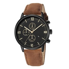 Alinker Mens Watches, Chronograph Analog Quartz Movement Dress Watch Casual Leather Band Watches for Men Roman Numerals Classic Business Wrist Watch