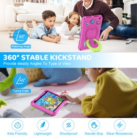 Tablet 10 Case for Kids(2023/2021 Release,13th/11th Generation) Ubearkk Shock-Proof Protective Back Cover Cases with Foldable Stand Holder-Pink