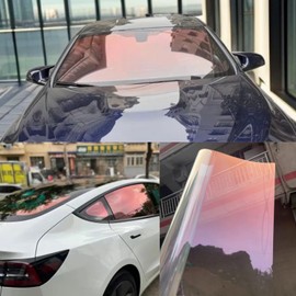 XhuangTech Window Tint Film for Cars, Chameleon Red Car Window Tints，84% VLT Interior Protection Solar Film, Anti UV Heat Blocking, Tinting for Auto Windshield Rear Side Windows (118.11"L x 29.53"W)