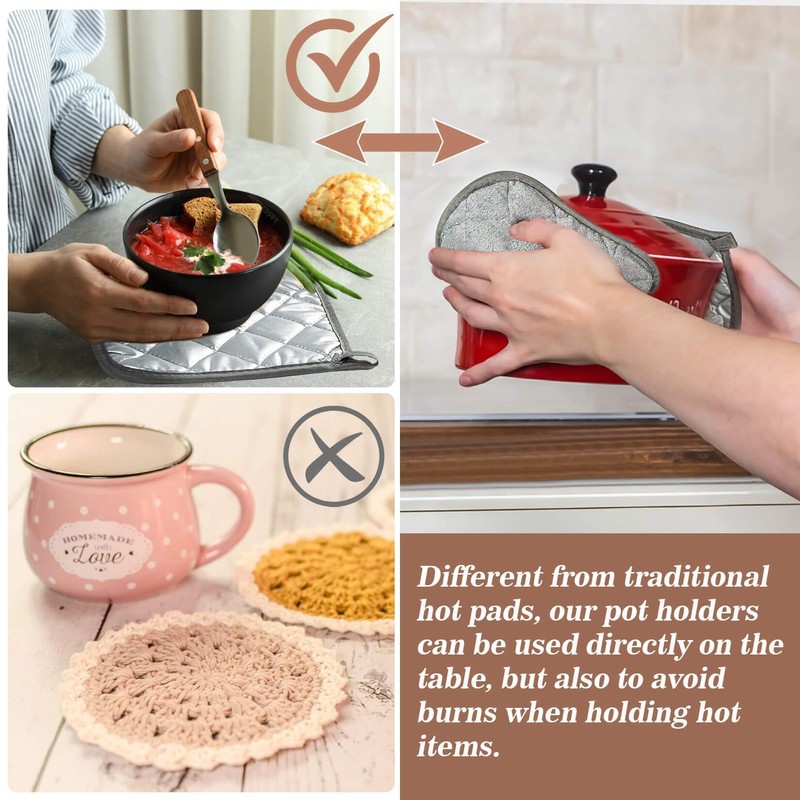Cotton Pot Holders for Kitchen - MAQIHAN 4 pcs Square
