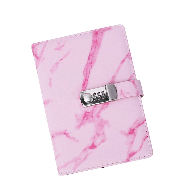 A5 Note Book PU Leather Cover Password Lock Notepad Diary