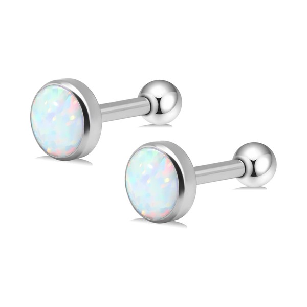 Titanium Opal Stud Earrings with Screw Back for Sensitive Ears