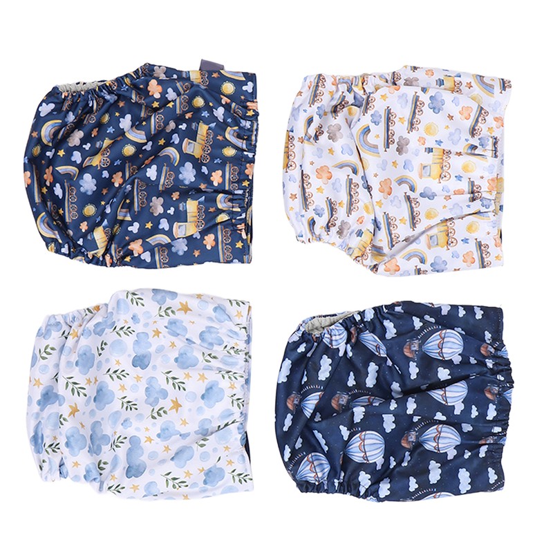 4 Pcs Reusable Cloth Diapers Easy to Set Up Washable