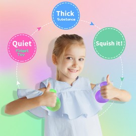 Fidget Toy Stress Cube 4 Pack, Cube Squishies Anxiety Stress Relief with Thick Substance,Fidgets for Classroom,Stress Balls for Adults Kids Children Teens