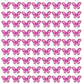 AUEAR, paquete de 100 mariposas con purpurina de alambre de malla transparente, decoración de mariposa con gema para decoración de pared del hogar, boda, fiesta (rojo rosa), MC20205X2_GROUP1