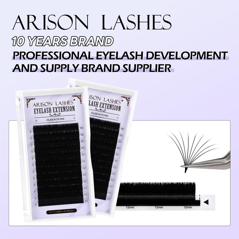 Arison Lashes Easy Fan Lashes, 0.07 D Curl, 13-16mix Eyelash