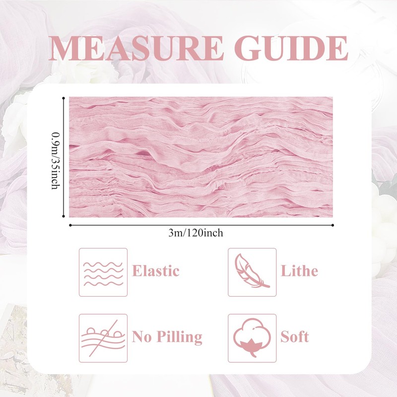 Asee'm Cheesecloth Table Runner Spring Easter 120 Inches Blushing Pink