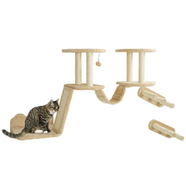 PawHut Cat Wall Shelves, 3PCs Cat Wall Funiture with Scratching