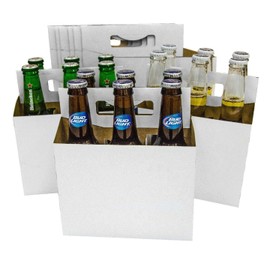 ICE N COLD 6pk Cardboard Carrier (White, 50ct) | Holds 6pk 12oz Bottles