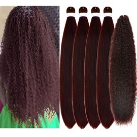 Dark Burgundy 99J Braiding Hair Pre stretched Boho Hair for Mermaid Braiding Hair Extensions Micro Curl Boho Braids Curly Crochet Bohemian Braids Water Deep Wave Non Toxic Ez Braid Knotless