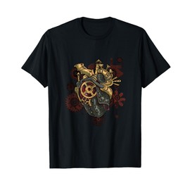 Steampunk Heart Robot Cosplay Scifi Mechanical Gears Anatomy T-Shirt