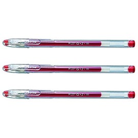 Pilot Pack of 3 Red G-1 Gel Pens Thin 0.5mm Line Width 0.3mm