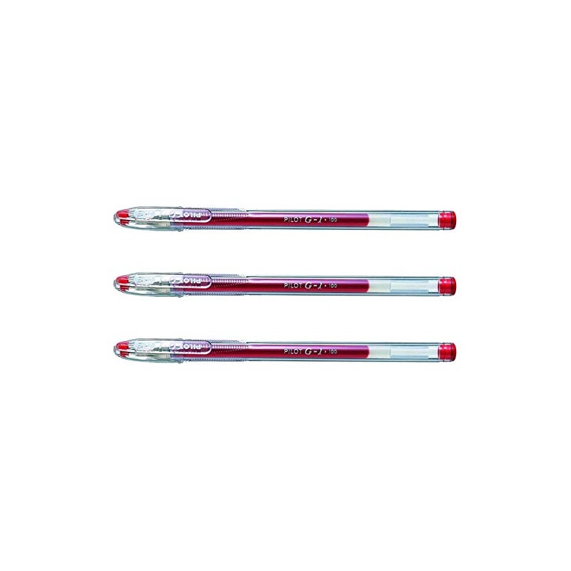 Pilot Pack of 3 Red G-1 Gel Pens Thin 0.5mm
