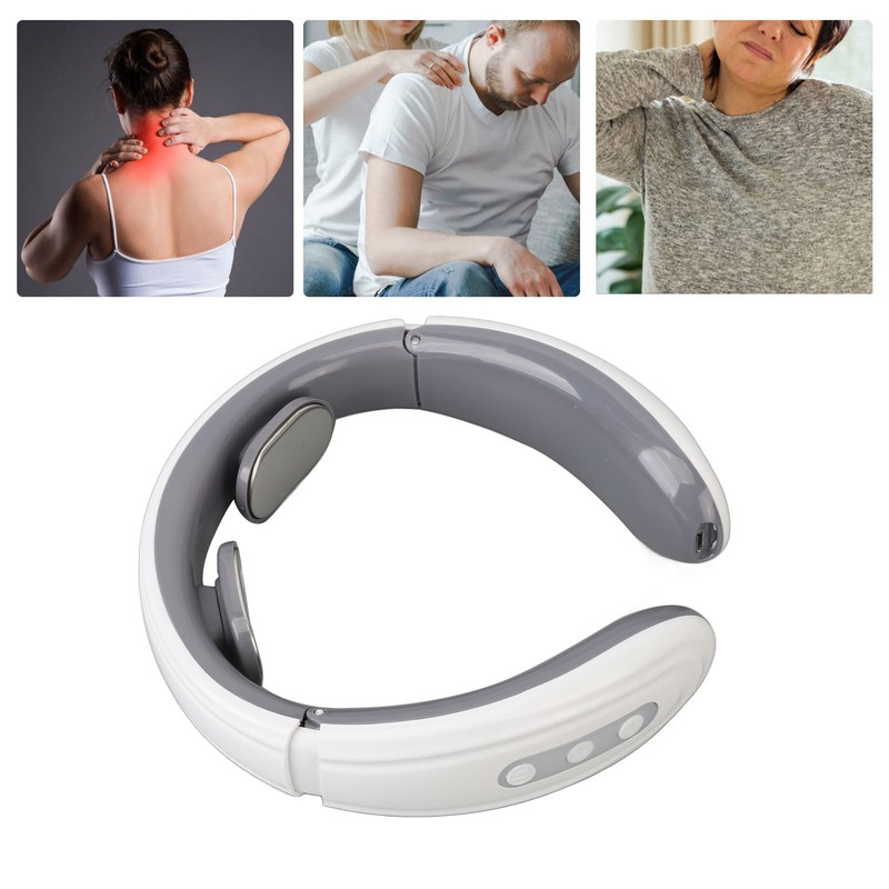 Heated TENS Neck Massager 9 Gears Vibration Rechargeable Electromagnetic Pulse