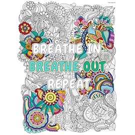 Giant Coloring Poster for Adults, Teens, and Kids - Large Inspirational & Motivational Mandala Coloring Page Sheets - Ideal for Classroom, Office, Home & Group Activities (Breath In, 18x24)