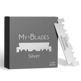 My-Blades® - Silver - 100 Single Sided German Steel Razor Blades - Half Blade Ice Hardened for Razors and Shavette