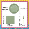 ZJJZOAA 75 Pcs Sage Green Party Supplies,7 Inch Party Dessert