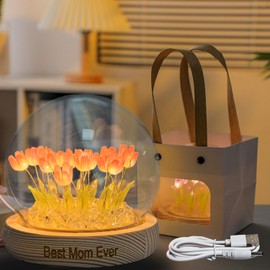 XLMJDZQ Mothers Day Gifts for Mom from Daughter,Forever Tulips Flower Lamp with USB Interface,Tulips Artificial Flowers for Room Decor Aesthetic,Unique Romantic Birthday Gifts for Mom from Son.