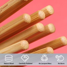 5 Pairs Natural Bamboo Reusable Chopsticks with Gift Box, Non-slip Chopstick Gift Set for Sushi Rice Noodles, Chinese Japanese Tableware Dishwasher Safe, 8.86 Inches/22.5cm, Red