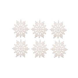 Kipokalor White Plastic Snowflake Ornaments 24pcs 3inch Tiny Sparkling White Iridescent Glitter Snowflake Ornaments on String Hanger for Decorating, Crafting and Embellishing (3inch, White)