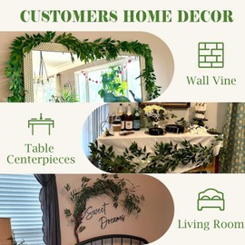 Artificial Willow Vines Garland (3 Pack) - 35.43" Real Touch Silk Hanging Greenery Washable Fake Vines for Home Decor Wedding Party Outdoor Indoor Wall Decoration