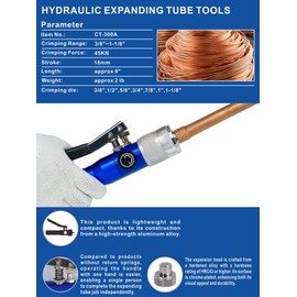AMZCNC Hydraulic Tube Expander Compact Swaging Tool Kit with Tube Cutter, Deburring Tool and 7 Expander Heads for 3/8 to 1-1/8 Inches Copper Pipes HVAC Expander Tools (3/8“~1-1/8”)