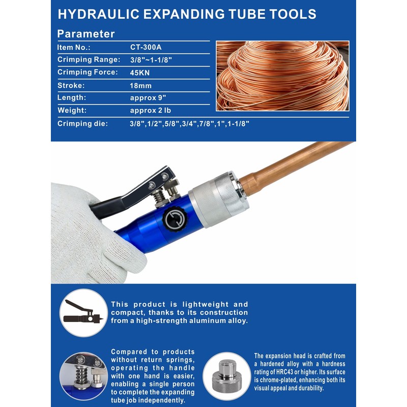 AMZCNC Hydraulic Tube Expander Compact Swaging Tool Kit with Tube