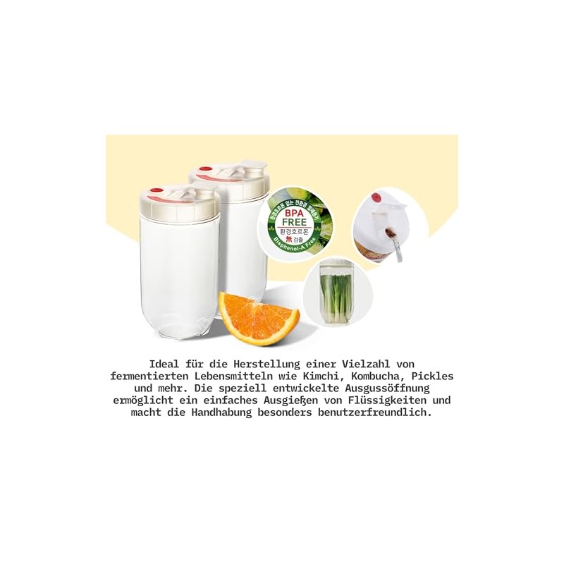 EasyCookAsia Fermentation Container 1.3 L, Airtight & BPA-Free, Ideal for