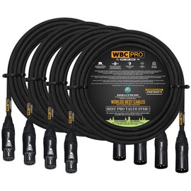 4 Units - 18 Foot - WBC-PRO-Quad Ultra-Silent Ultra-Flexible Balanced Star-Quad Cable with Neutrik Male & Female XLR Plugs & Black Tweed Jacket