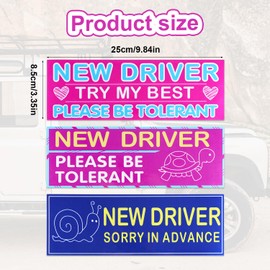 3pcs New Driver Magnet for Car, Student Driver Magnet, Learner Safety Warning Stickers, Funny Reflective Magnetic Bumper Signs for Novice & Teen Driving Gifts